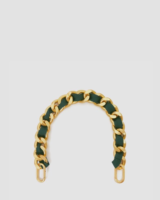 Shortie Strap in Grosgrain Curb Chain (Evergreen)