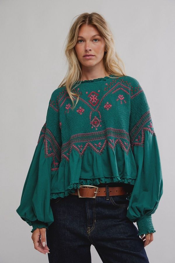 Holly Knit Top in Green Combo