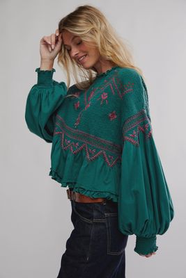 Holly Knit Top in Green Combo