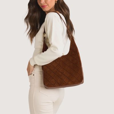 Tim Med in Chocolate Diamond Suede/Antique Gold