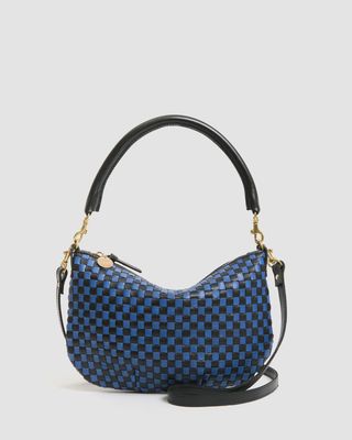 Petite Moyen Messenger in Black/Cobalt Woven Checker