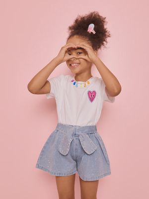 Sparkle Bow Denim Short
