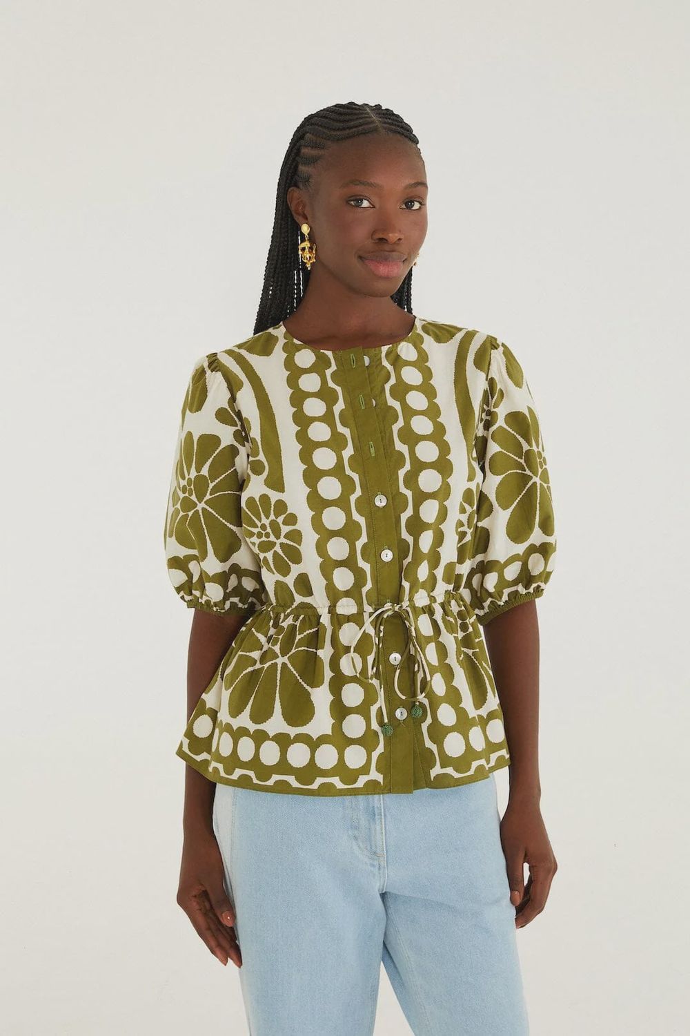 Green Palermo Drawstring Blouse