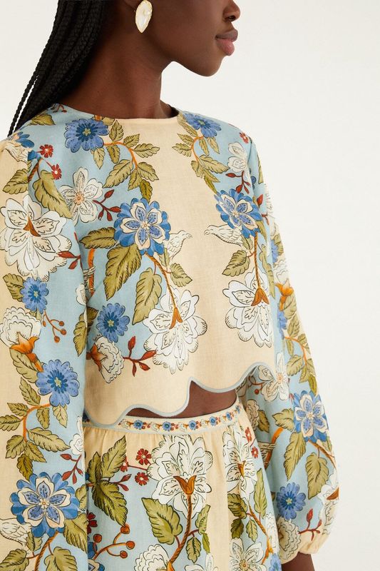 Garden Scarf Long Sleeve Blouse