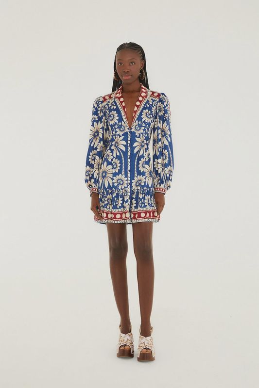 Luna Blue Long Sleeve Mini Dress