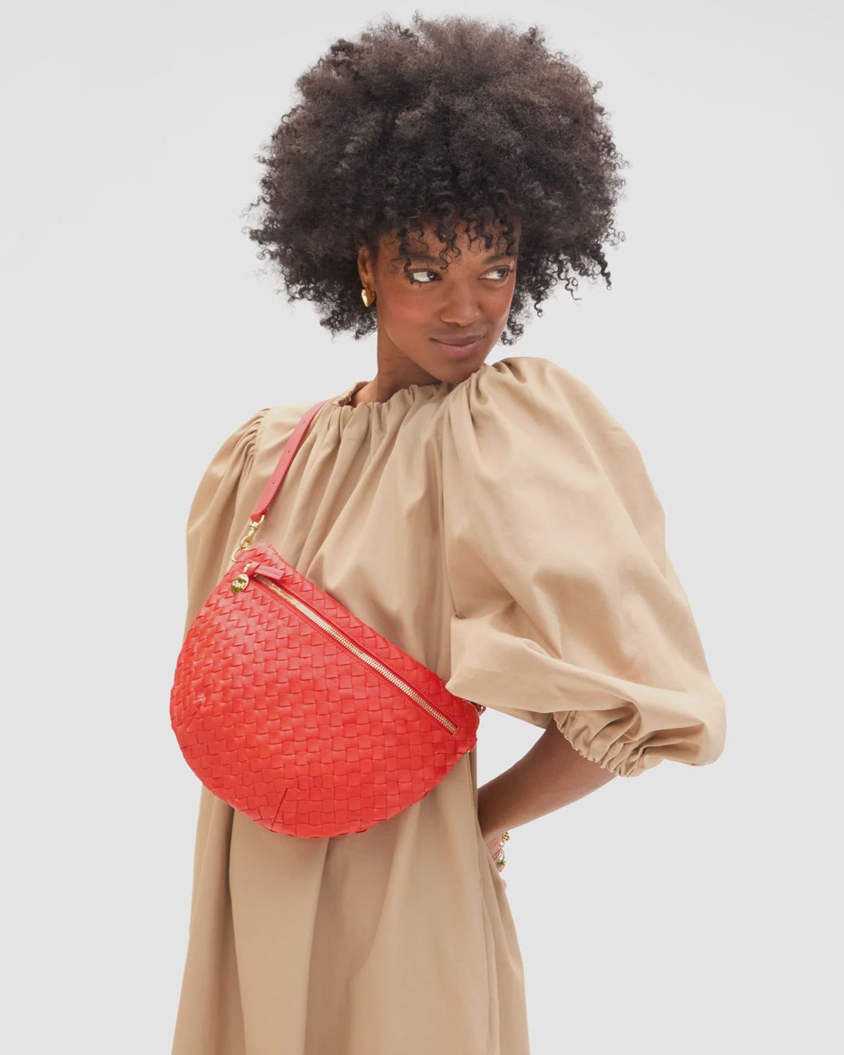 Grande Fanny in Medium Woven Diagonal / Bright Poppy