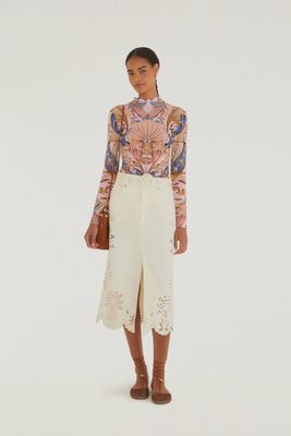 Sea Garden Scarf Soft Pink Jersey Blouse