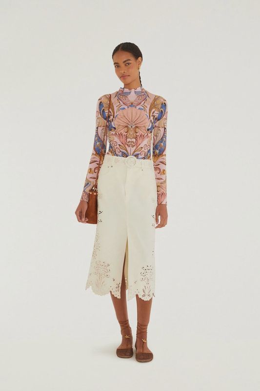 Sea Garden Scarf Soft Pink Jersey Blouse