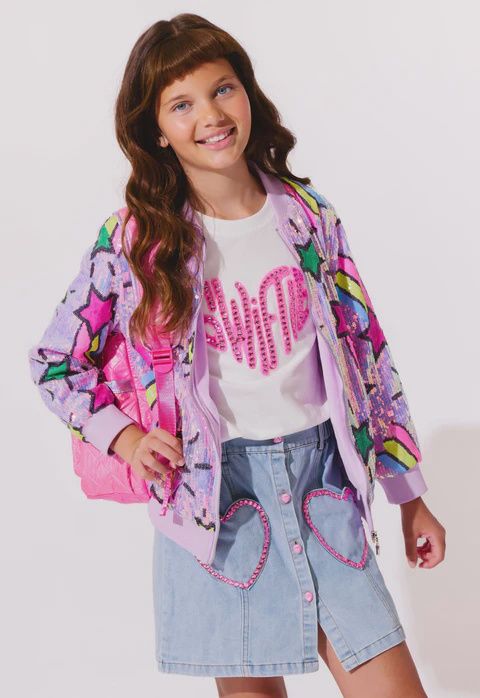 Lavender Shooting Star Sequin Bomber