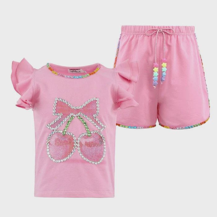 Crystal Cherry Ruffle Short Set