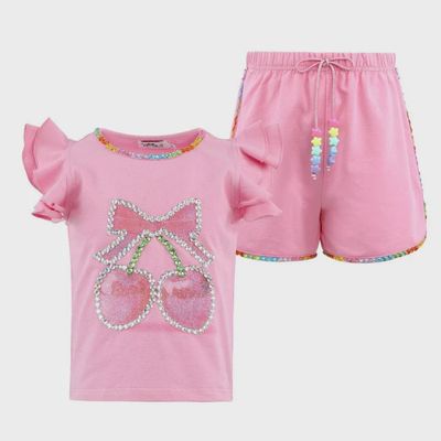 Crystal Cherry Ruffle Short Set