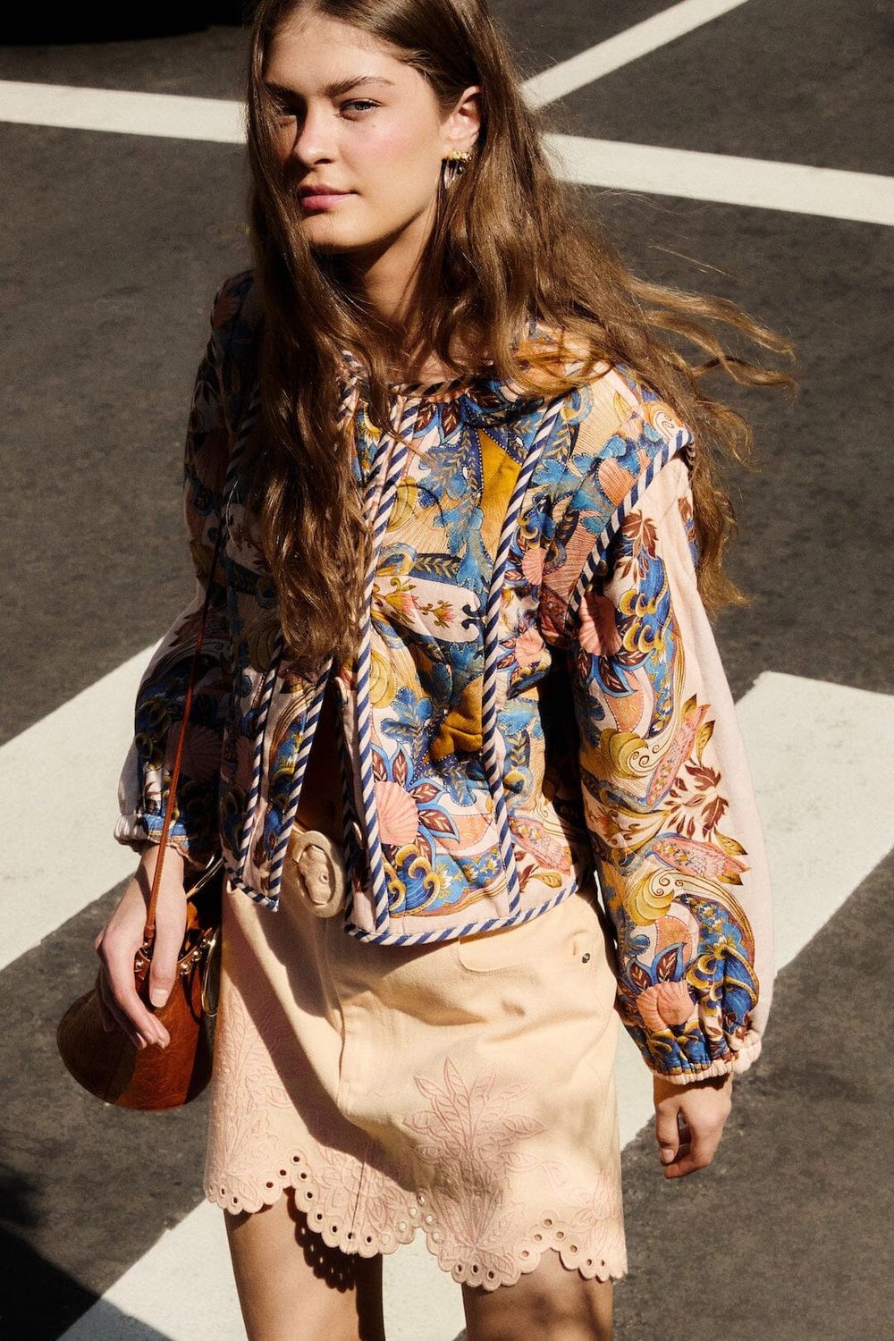 Sea Garden Scarf Soft Pink Long Sleeve Jacket