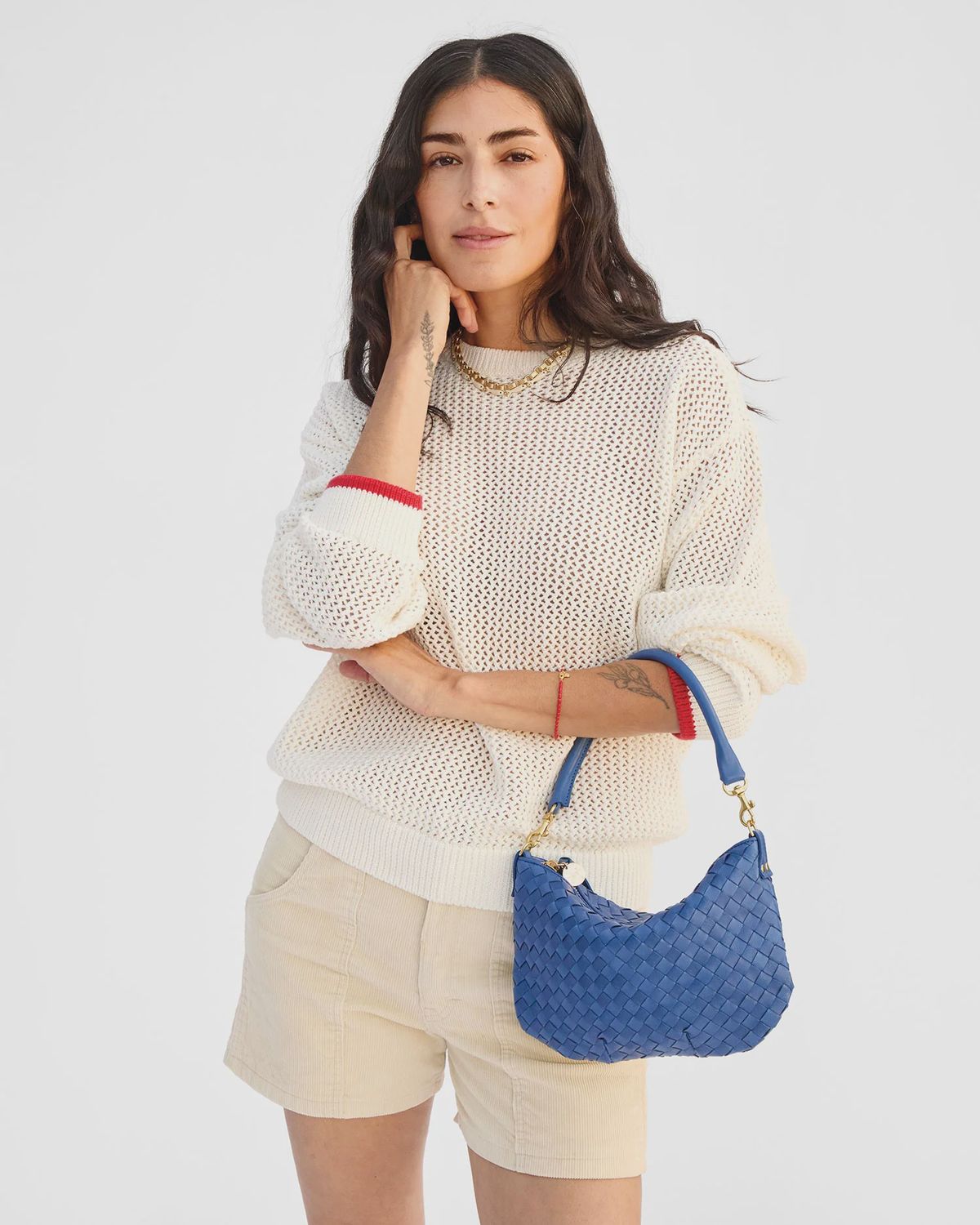 Petite Moyen in French Blue Diagonal Woven