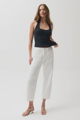 Kacey Mid Rise Cuffed Boyfriend in Optic White
