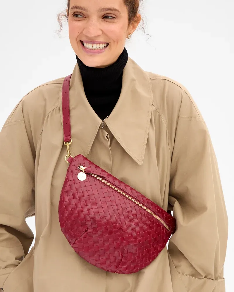Grande Fanny in Medium Woven Diagonal in Garnet