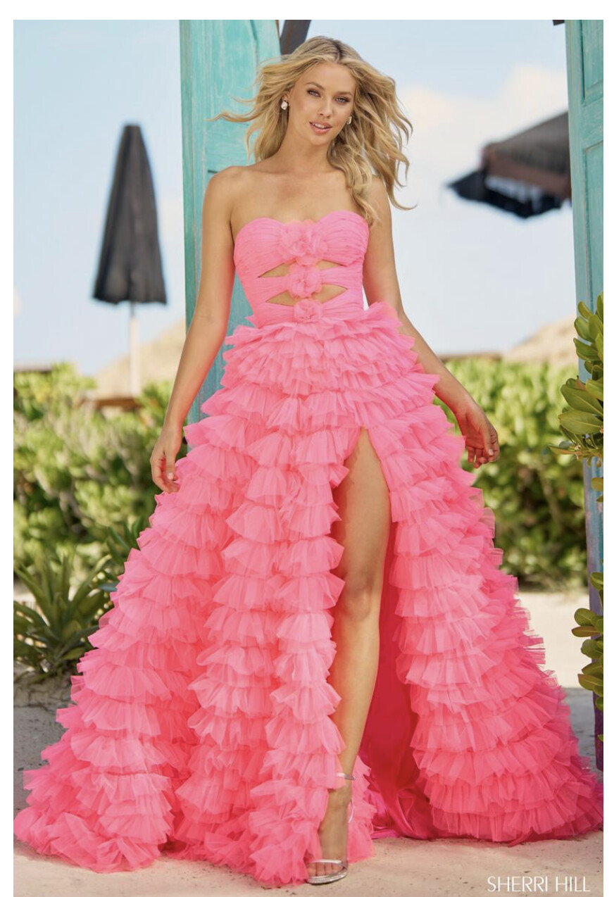 Sherri Hill 56067, color: neon pink, Size: 2