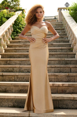 Faviana Long Strapless Satin Dress - S10856