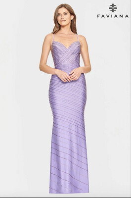 Faviana V Neckline Prom Dress with Beaded Detailing - S10830