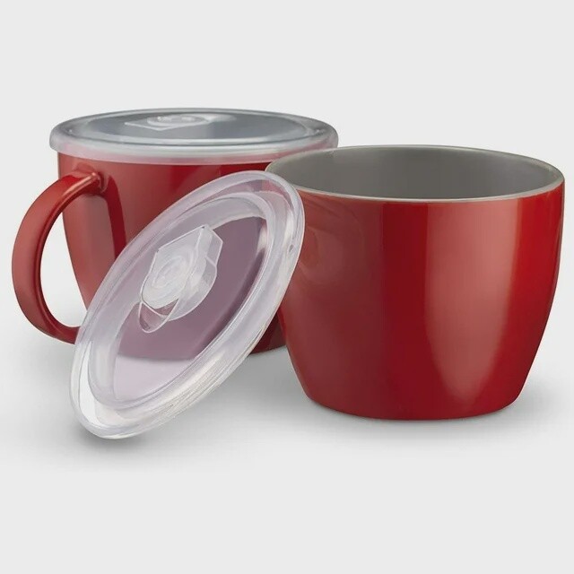 Soup Mug w/Lid Set of 2 - Red