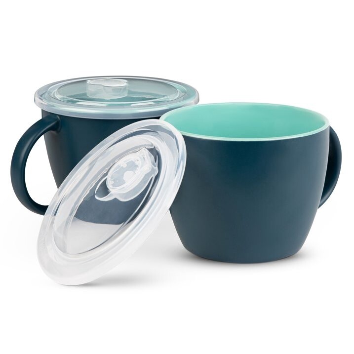 Soup Mug w/Lid Set of 2- Blue