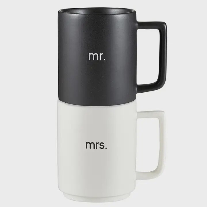 Mr. &amp; Mrs. Stackable Coffee Mugs