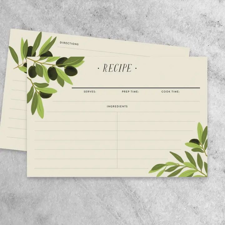 Olive Recipe Cards