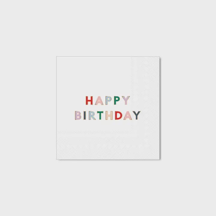 Blanc Happy Birthday Napkin