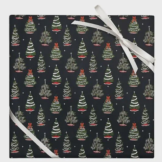 Tinsel Tree Stone Christmas Wrapping Paper