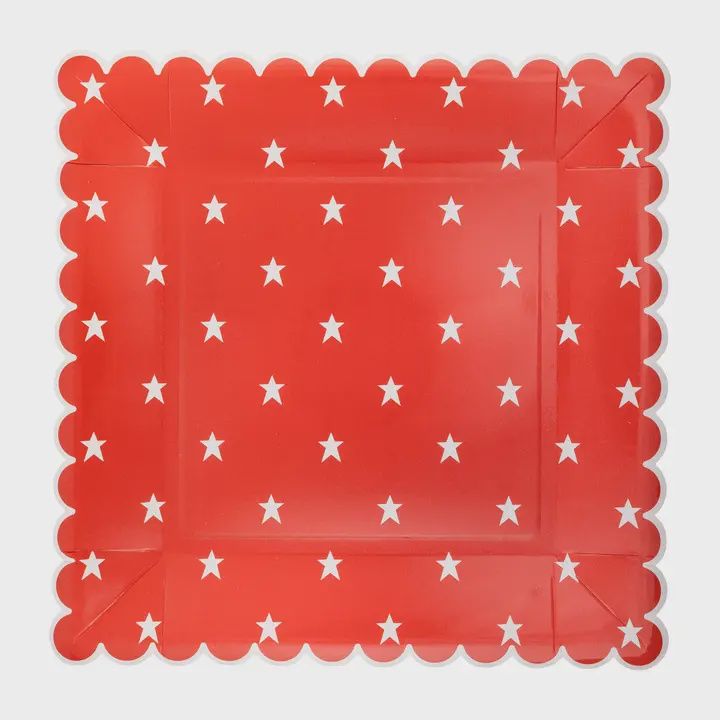 Red and Blue Star Paper Plate Set