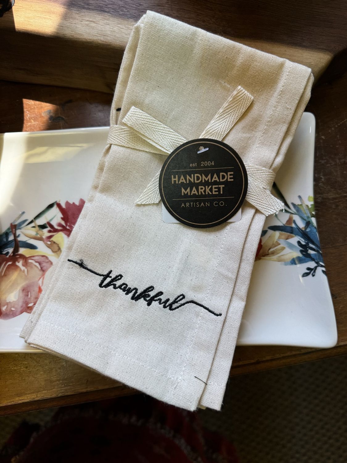 Script Napkin S/4 Thankful