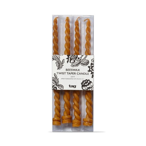 Twisted Beeswax Taper S/4