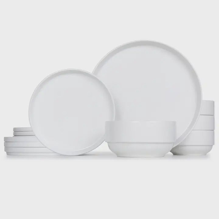12 Piece Ceramic Dinner Set, Marshmellow
