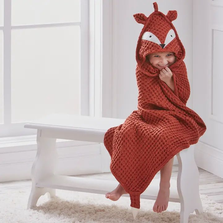 Fox Waffle Hooded Towel