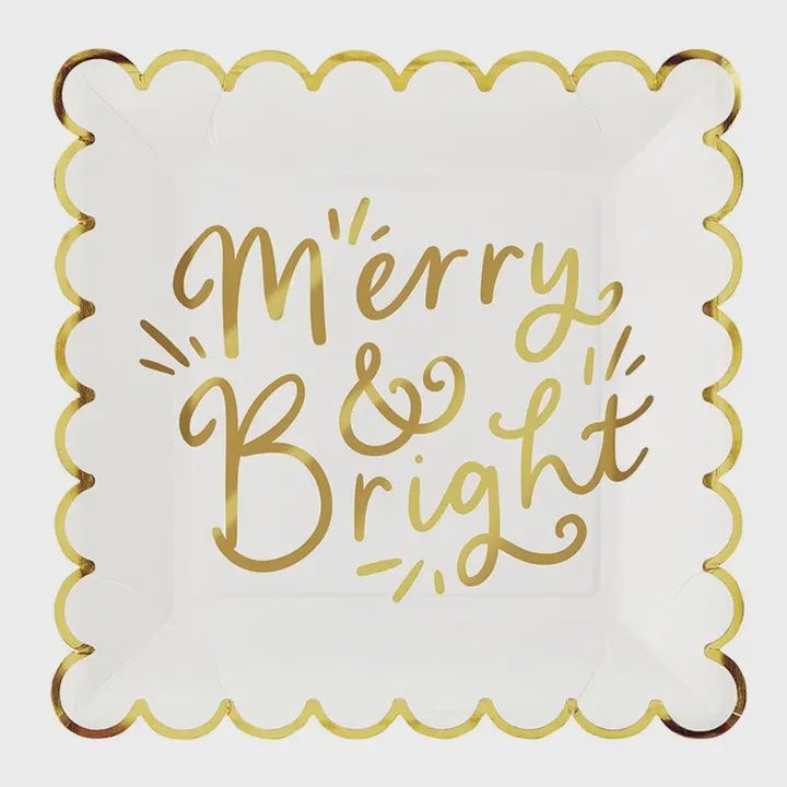 Foil Scallop Plate - Merry and Bright