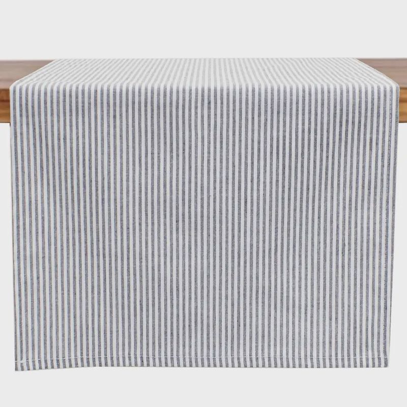 Grey Ticking Thin Cotton Table Runner