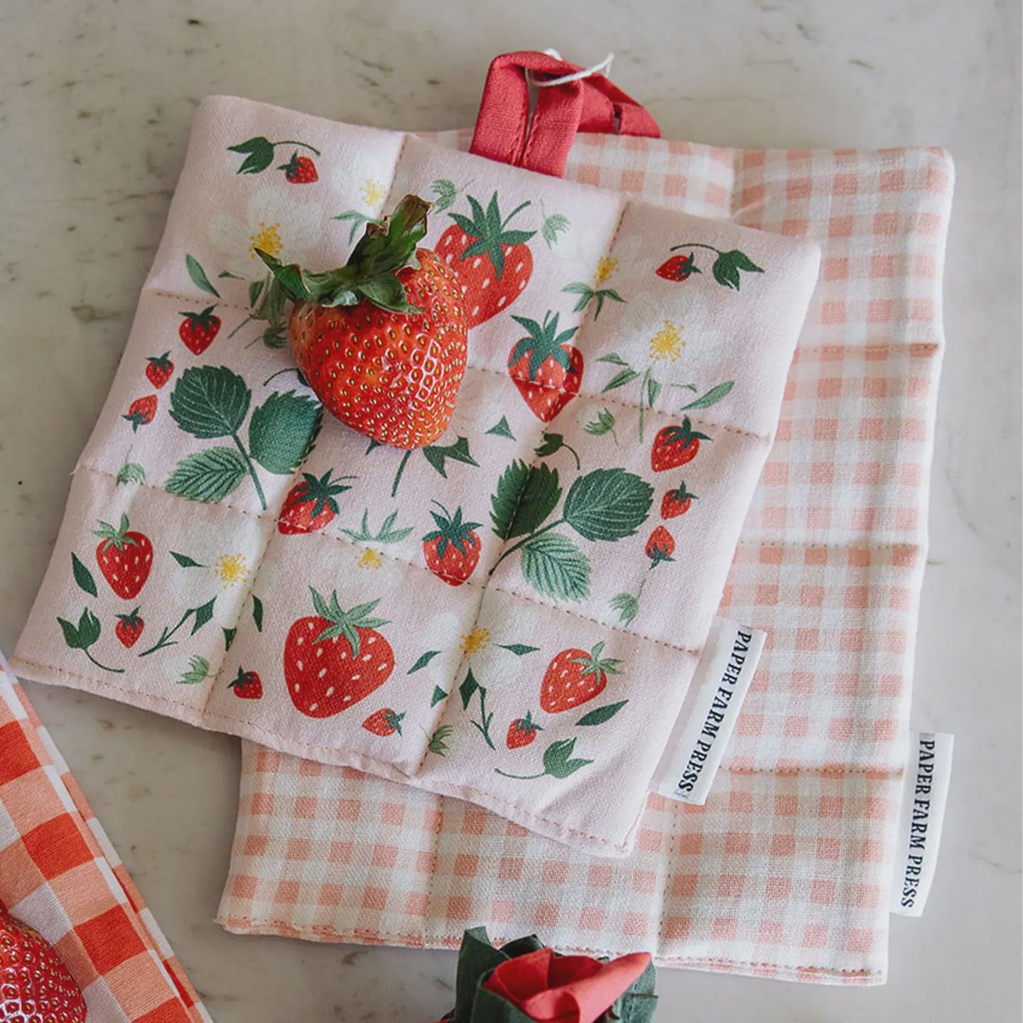 Strawberry Patch Potholder Set