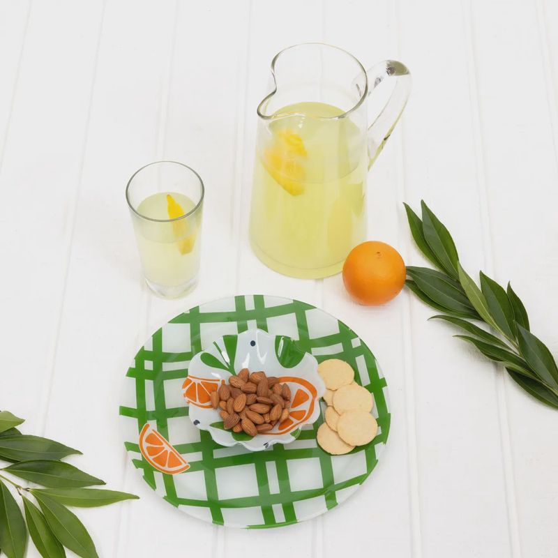 Orange Glass Platter w/Bowl