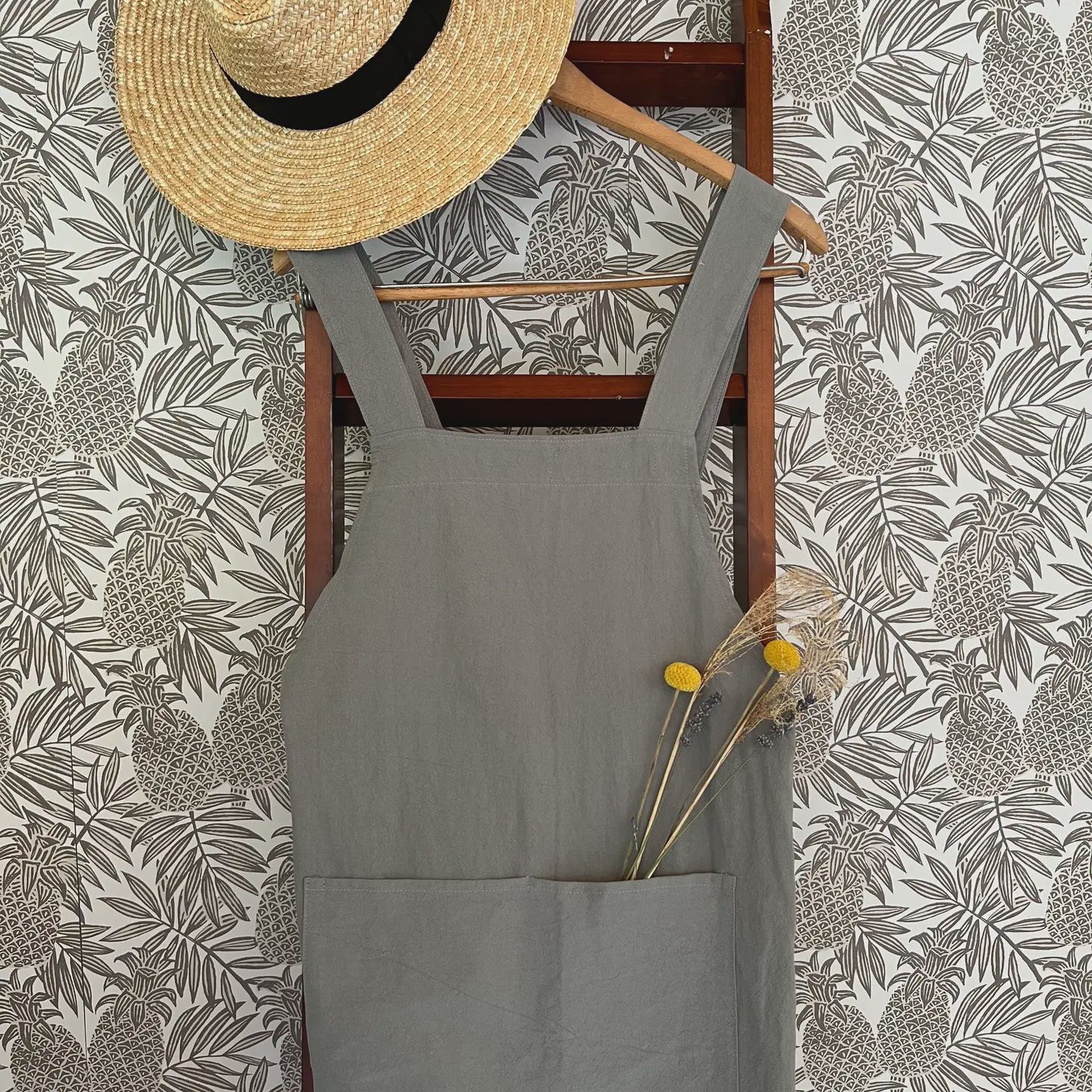 Cross Back Apron, Color: Grey