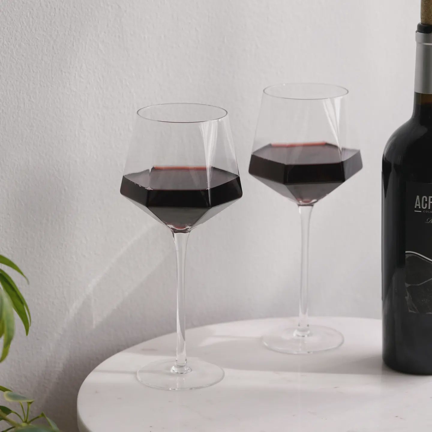 Faceted Crystal Wine Glass