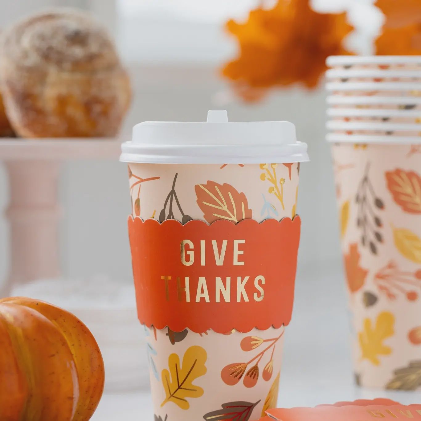 Give Thanks Foliage To Go Cups (8ct)