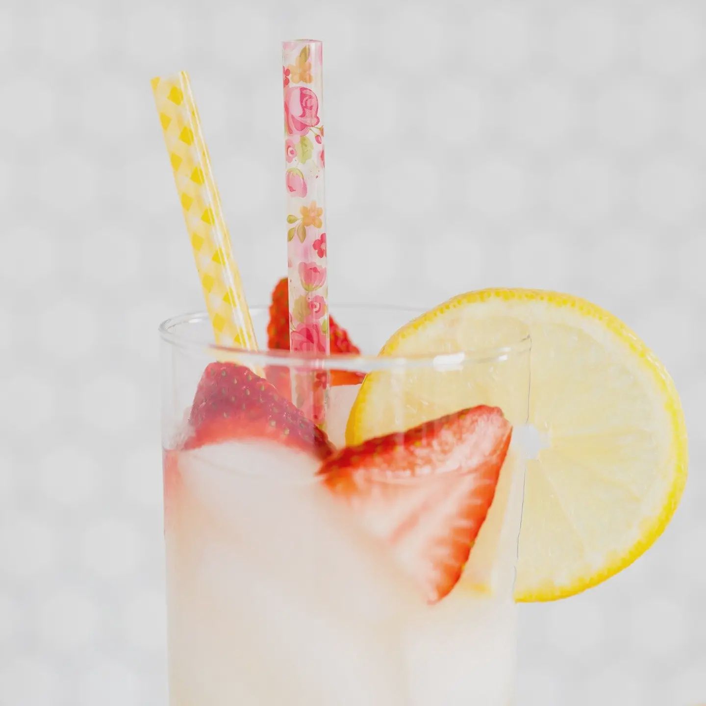 Bright Gingham Floral Straws