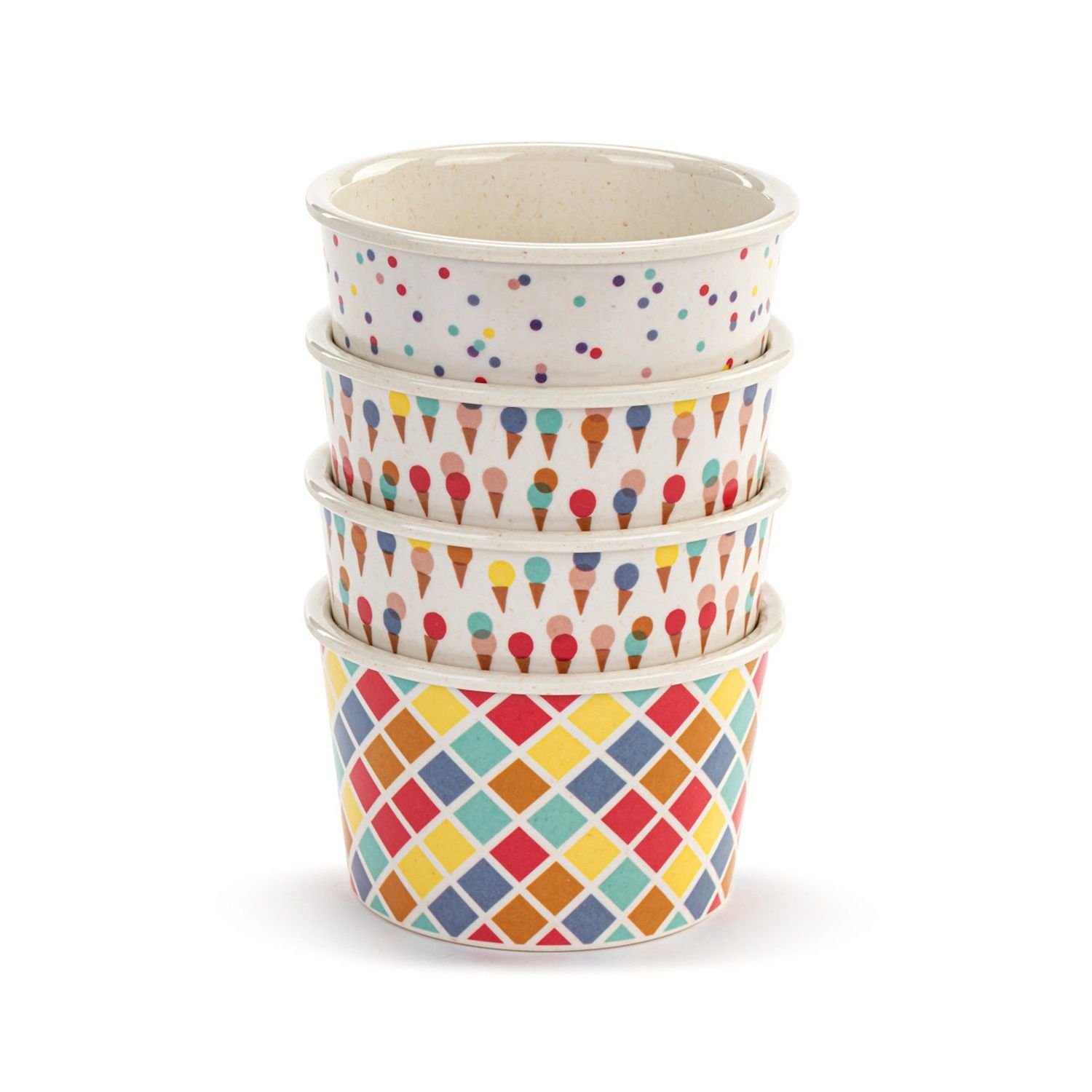 Ice Cream Melamine Bowls - Set of 4
