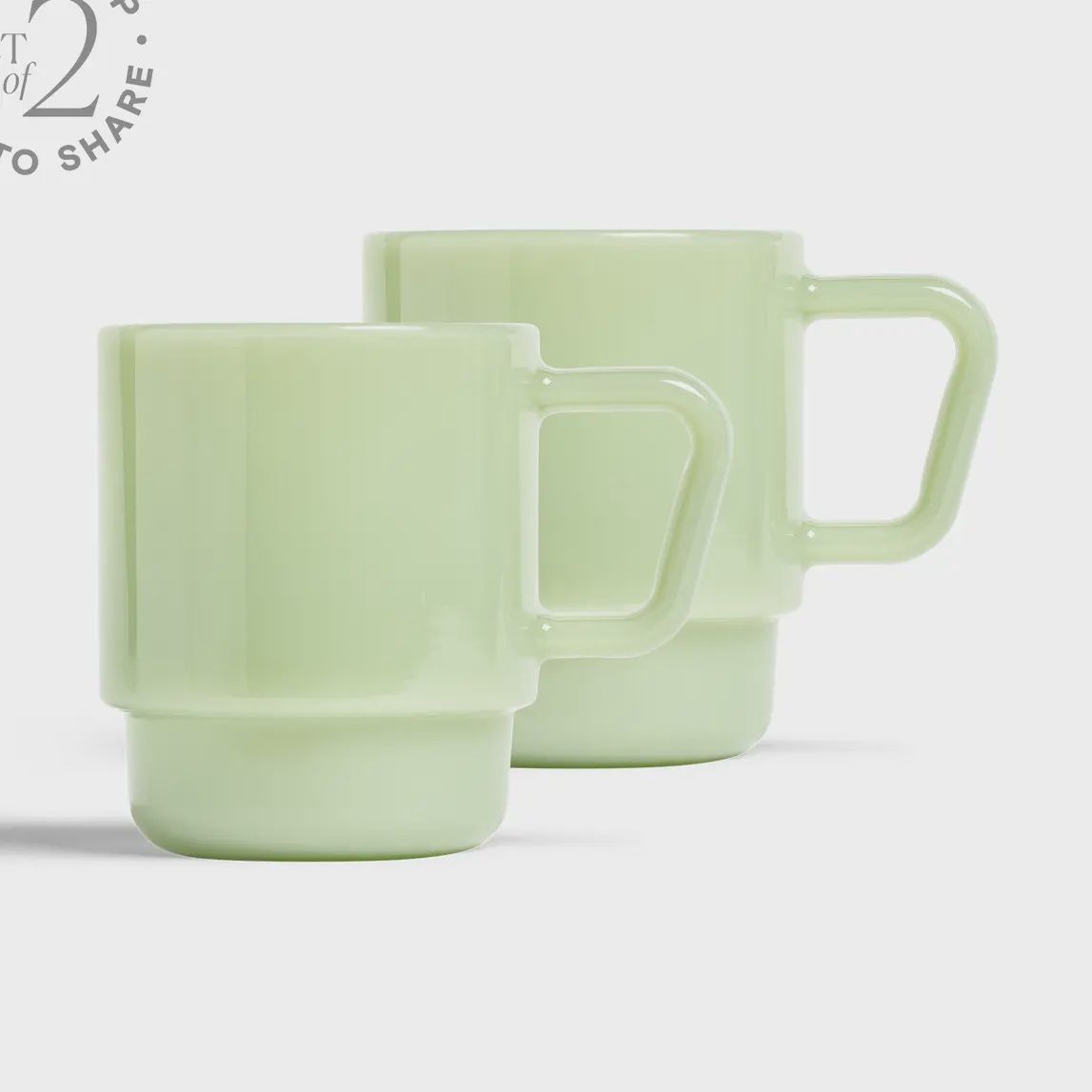 8oz Milk Glass Mug - Set of 2 - Jade