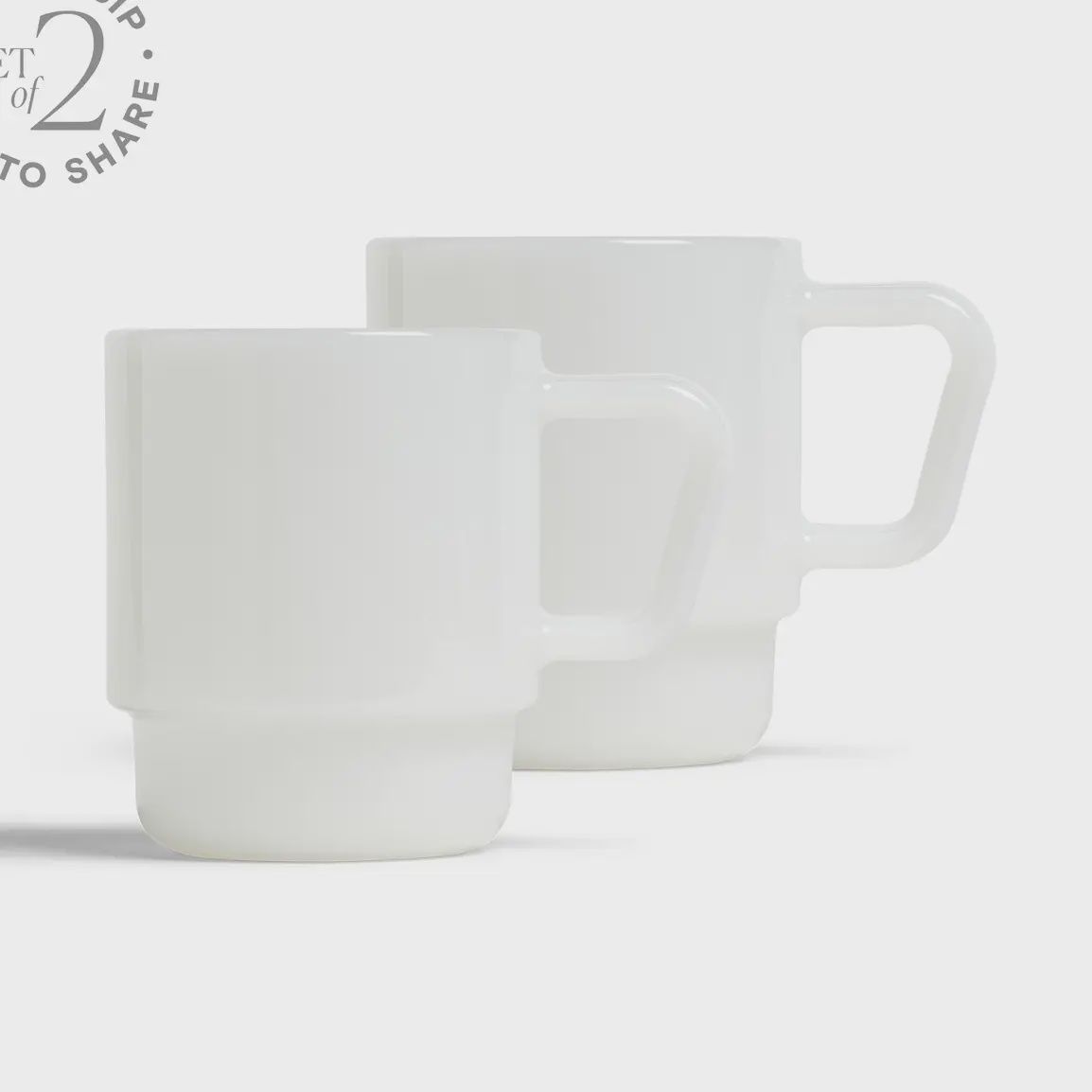 8oz Milk Glass Mug - Set of 2 - White