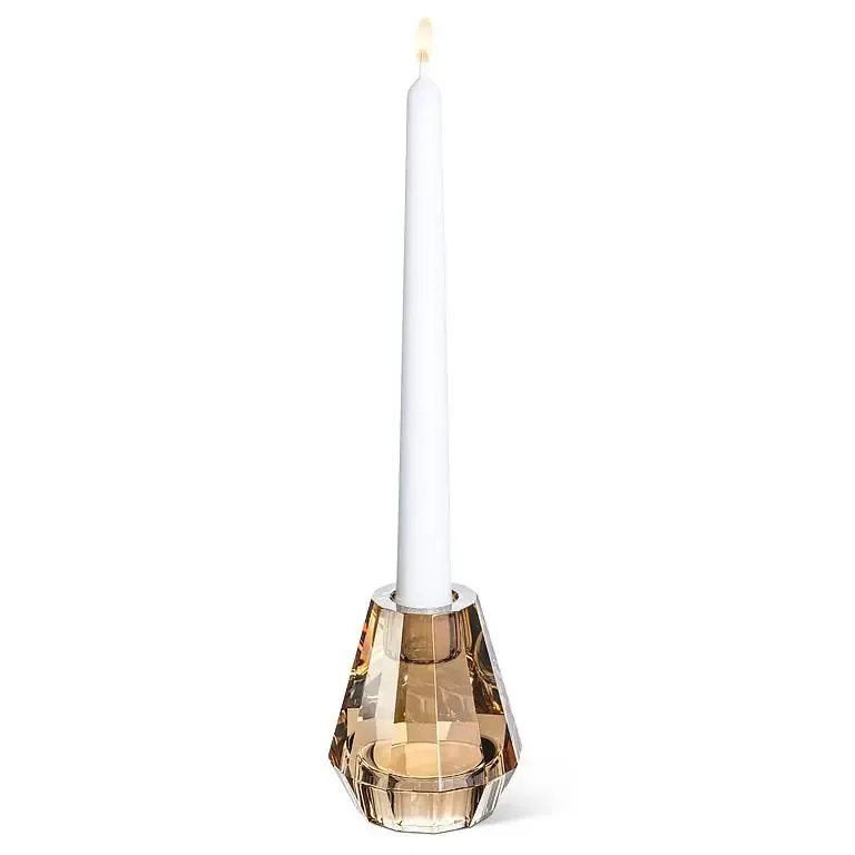 Reversible Facet Taper/Tealight Holder Amber - 3"H