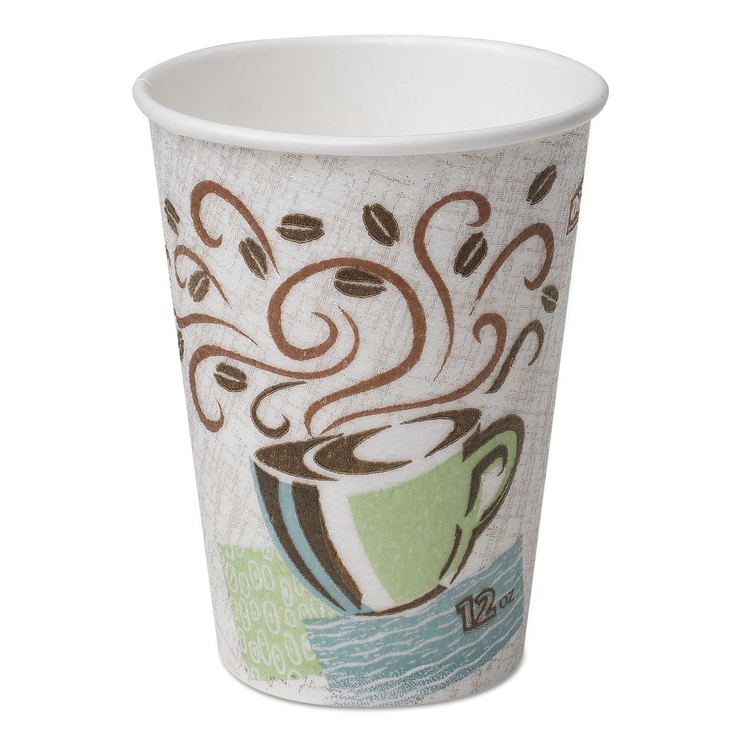Dixie PerfecTouch Paper Hot Cups, 12 oz, Coffee Haze Design, 50/Pack