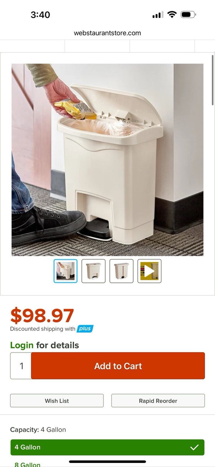 Rubbermaid double step on 15 L commercial receptacle 6901883455BG