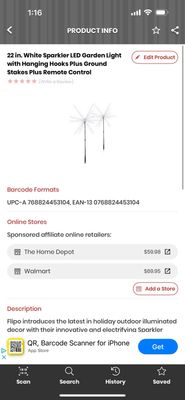 Unbranded Christmas Yard Decorations 22&quot; White Sparkler Led Garden Light+Hanging