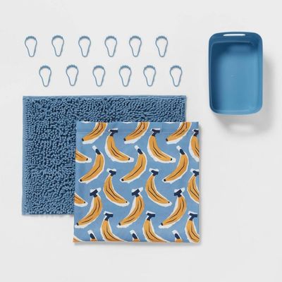 15pc Bananas Shower Curtain Set Blue