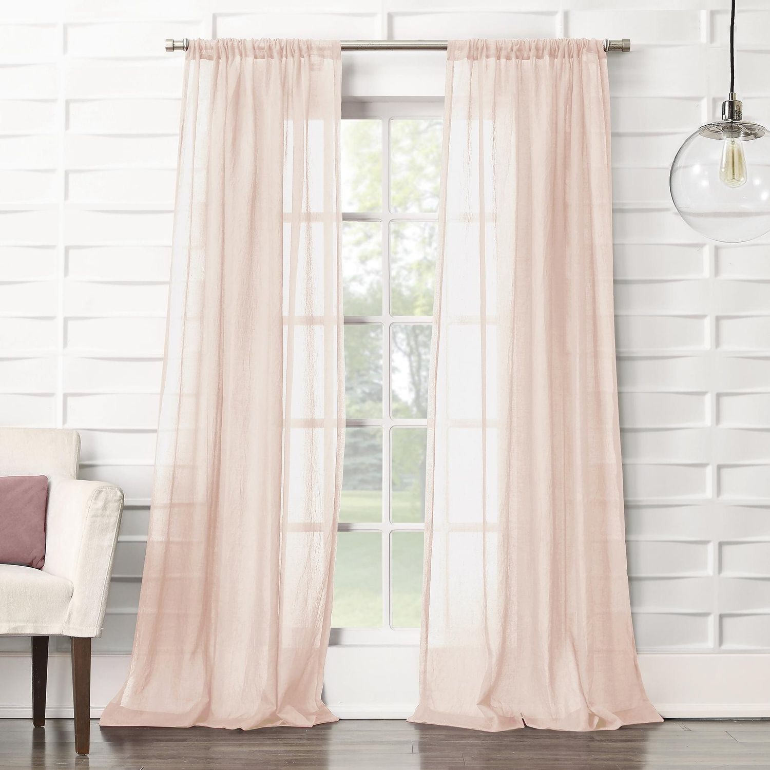 Silvia 50&quot; x 84&quot; Crushed Semi-Sheer Curtain Panel